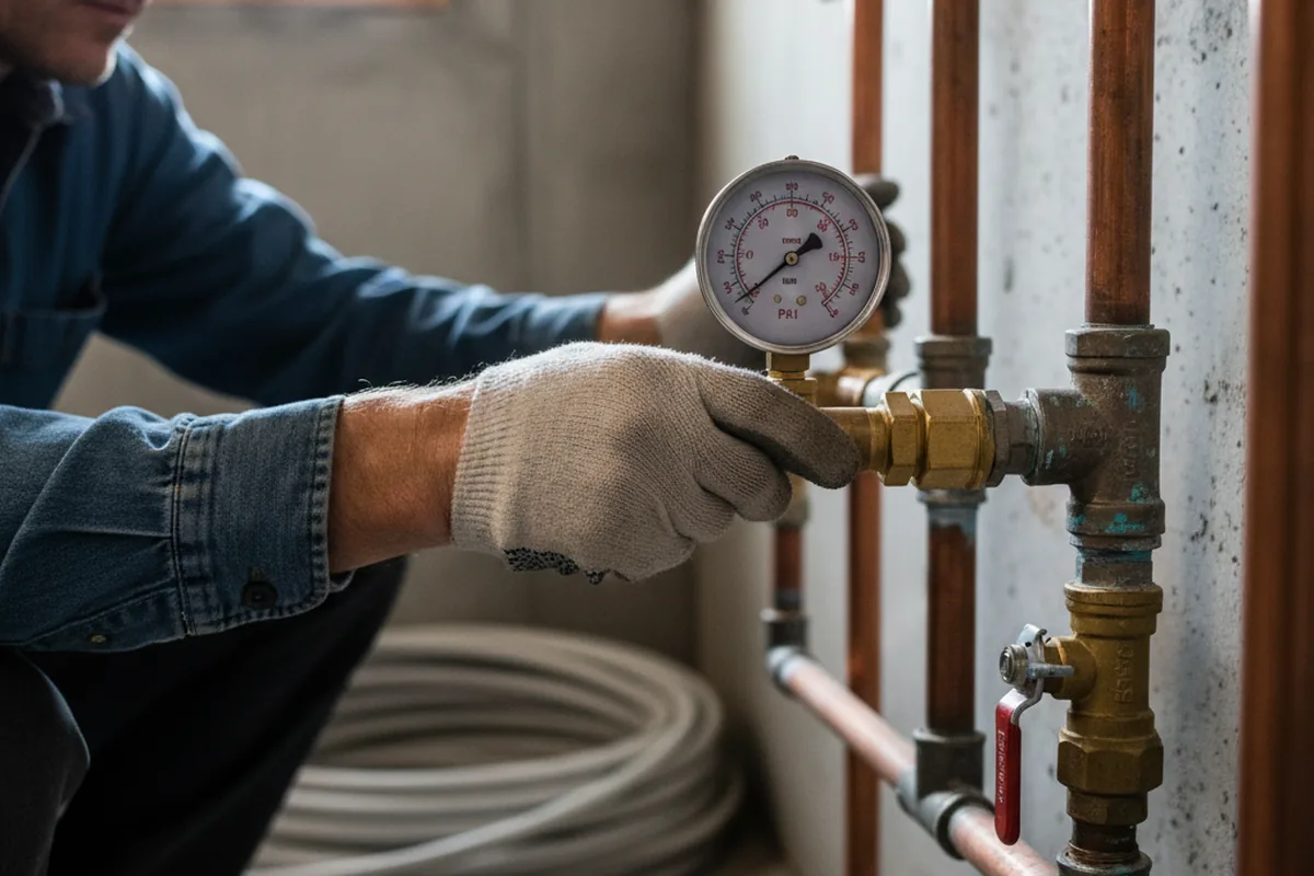 Pressure testing a repaired line during Water Line Repair in Oneida